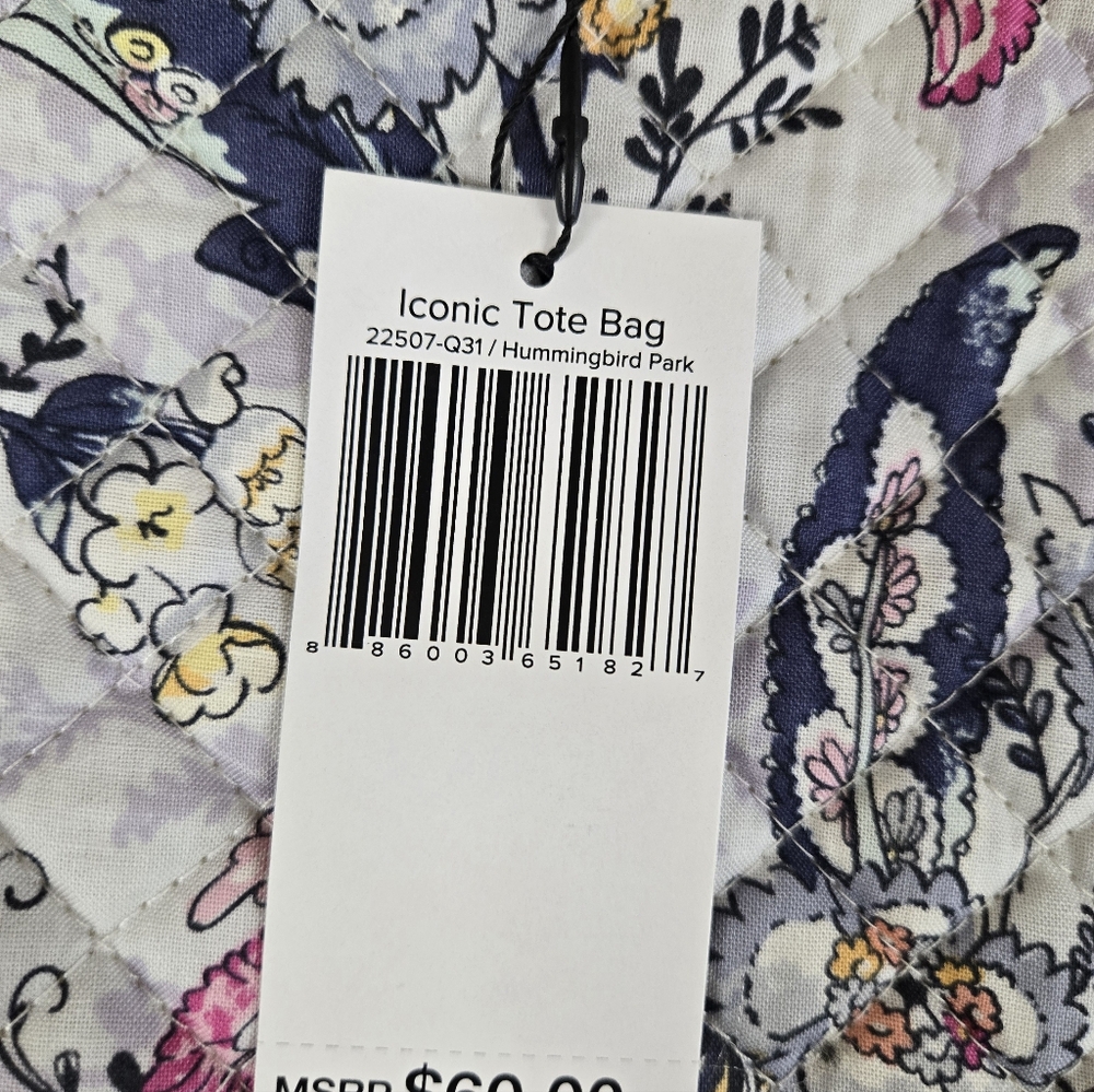 Vera Bradley Iconic Tote Bag Hummingbird Park - Picture 12 of 13